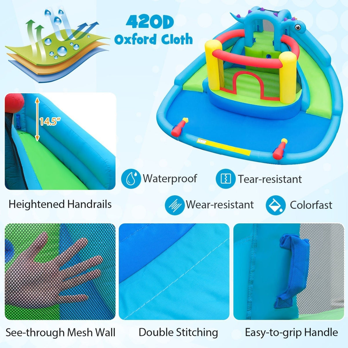 Dinosaur-themed Inflatable Water Slide Park Kids Inflatable Bounce HouseTorqelo.com
