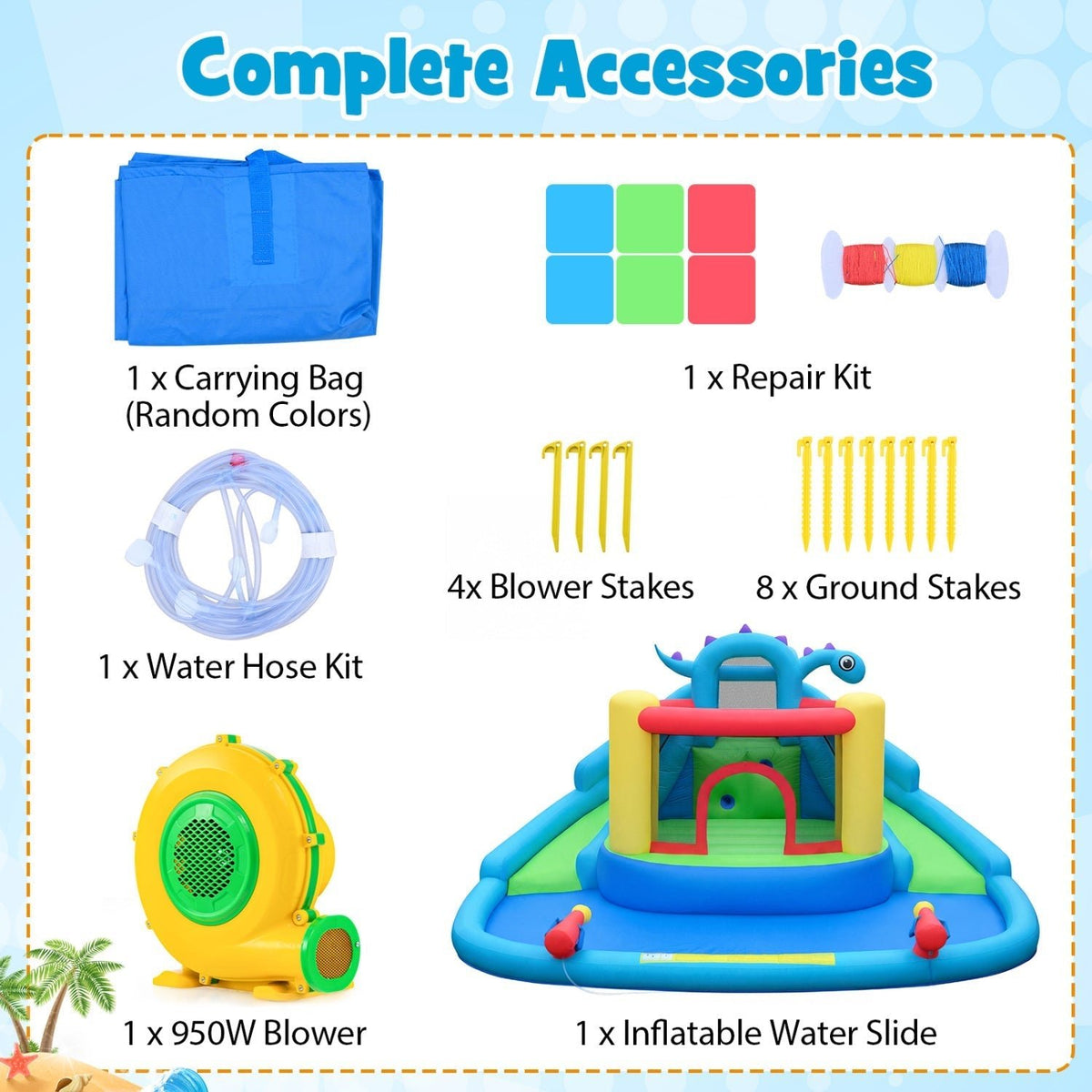 Dinosaur-themed Inflatable Water Slide Park Kids Inflatable Bounce HouseTorqelo.com