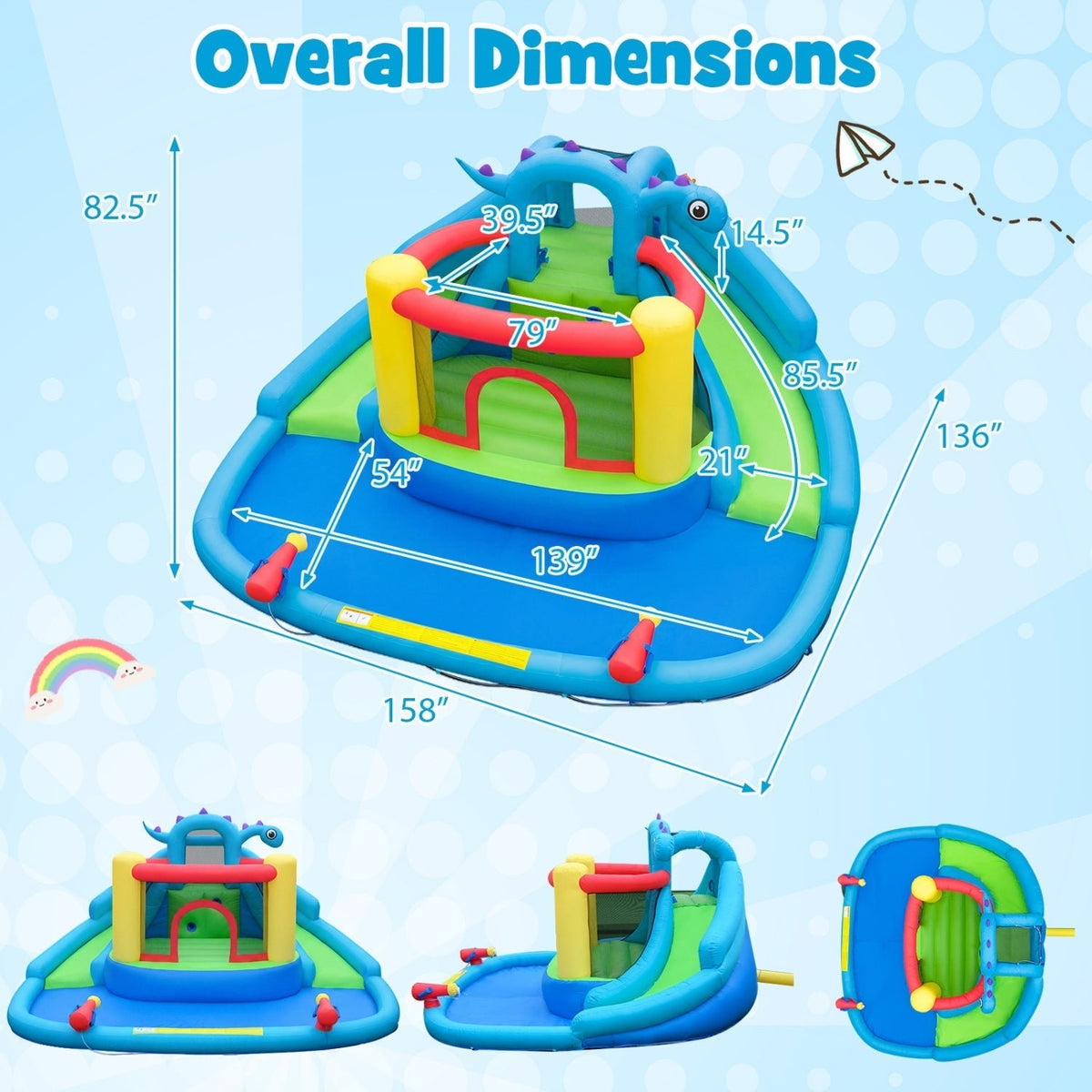 Dinosaur-themed Inflatable Water Slide Park Kids Inflatable Bounce HouseTorqelo.com