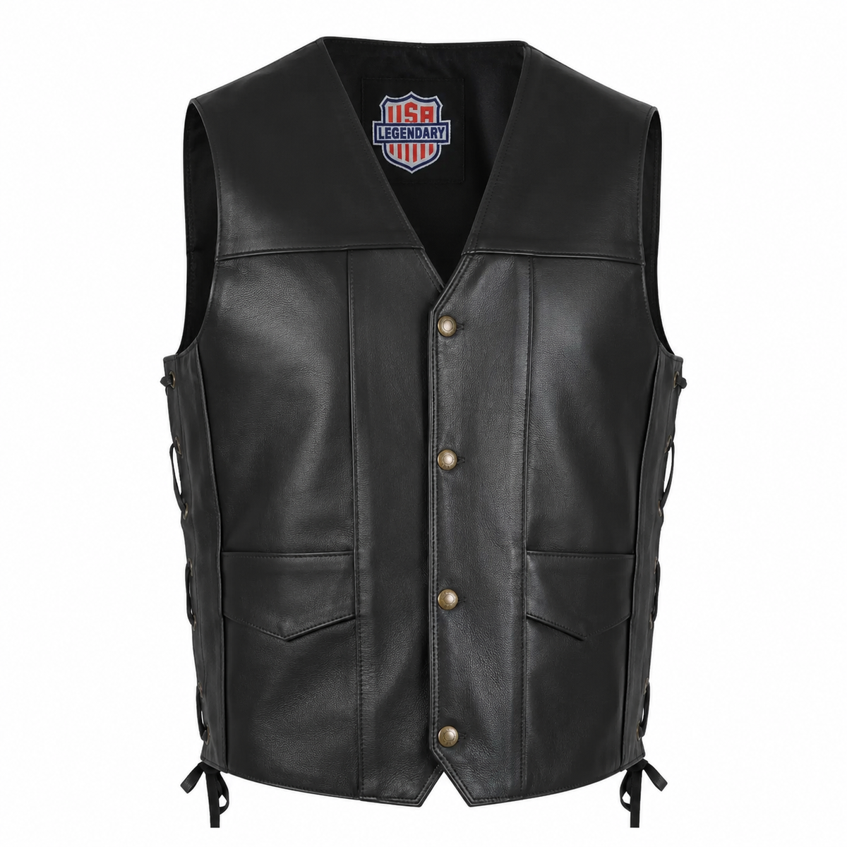 Legendary Dixon Men's Leather Motorcycle Vest by Legendary USA