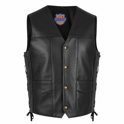Legendary Dixon Men's Leather Motorcycle Vest by Legendary USA