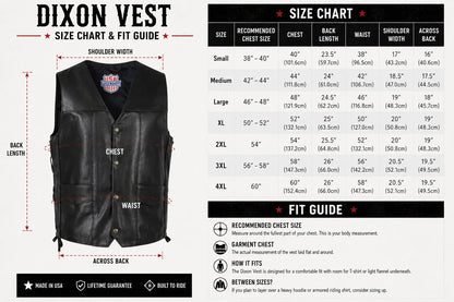 Legendary Dixon Men's Leather Motorcycle Vest by Legendary USA