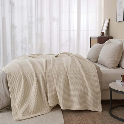100% Cotton Waffle Weave Blanket - Mikala Collection by Great Bay Home