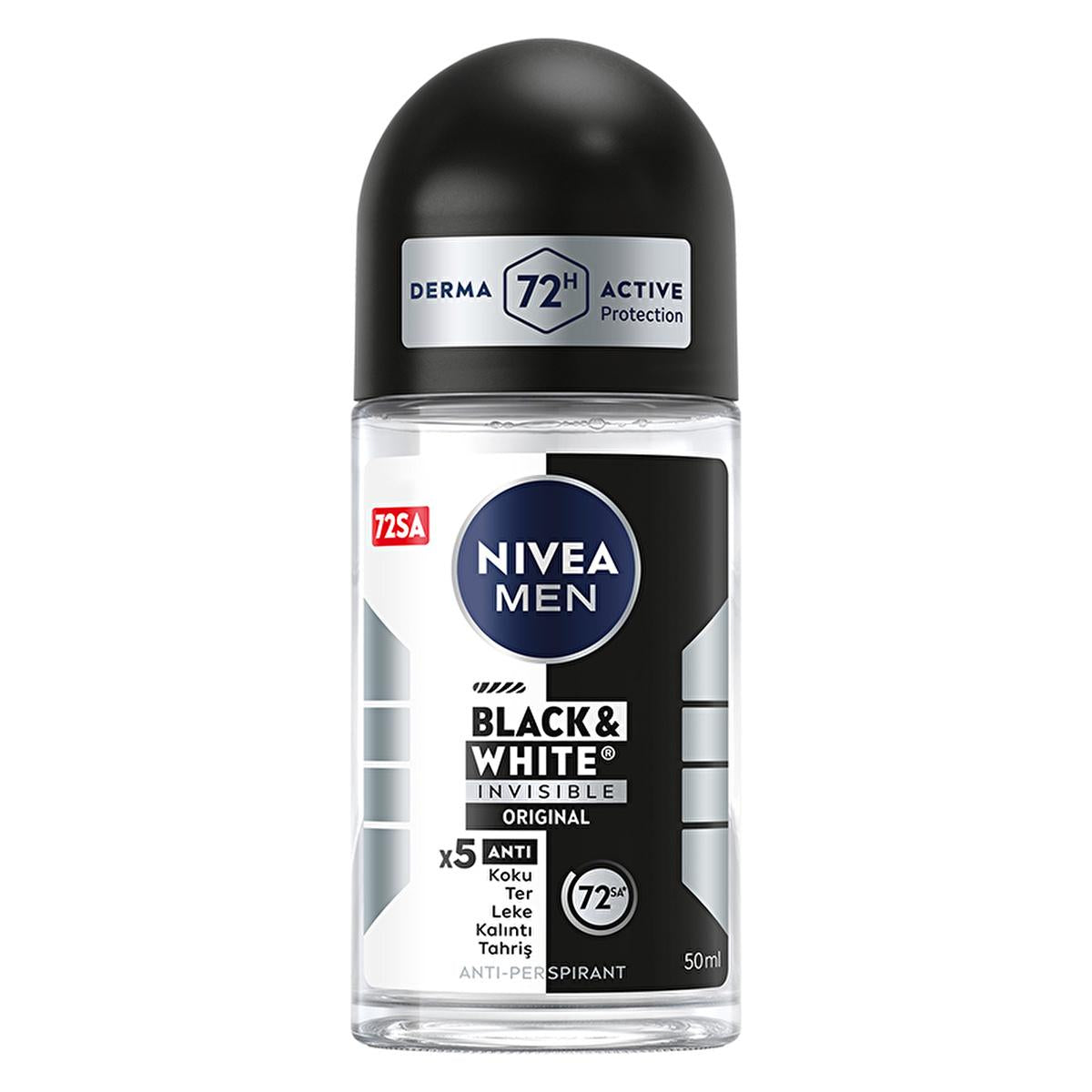 Nivea Men Deodorant - Nivea Men Erkek Roll-on Deodorant Black & White Invisible Original 50 ml - Long Lasting Anti-Perspirant Protection by Beauty Care Bag