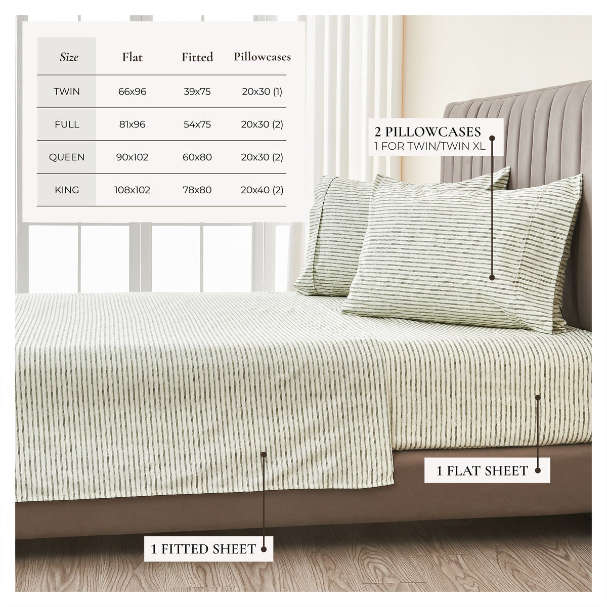 Striped Sheet Set - Evette Collection by Great Bay Home