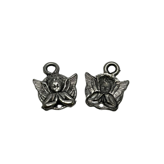 Antique Silver Pewter Praying Angel Charms 15mm - USA Made Religious Pendant by Continental Bead Suppliers