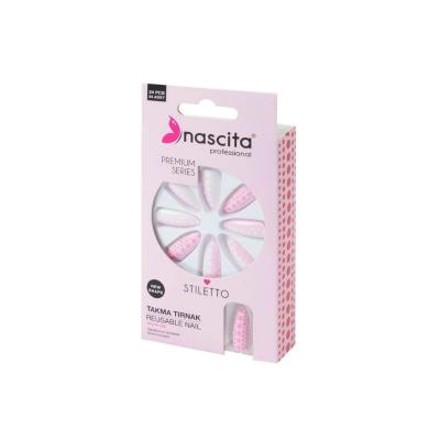 Nascita Stiletto Colored False Nails - 24 Piece Artificial Nail Extensions, Easy Glue On or Press On Manicure, Fashionable Fake Nails by Beauty Care Bag
