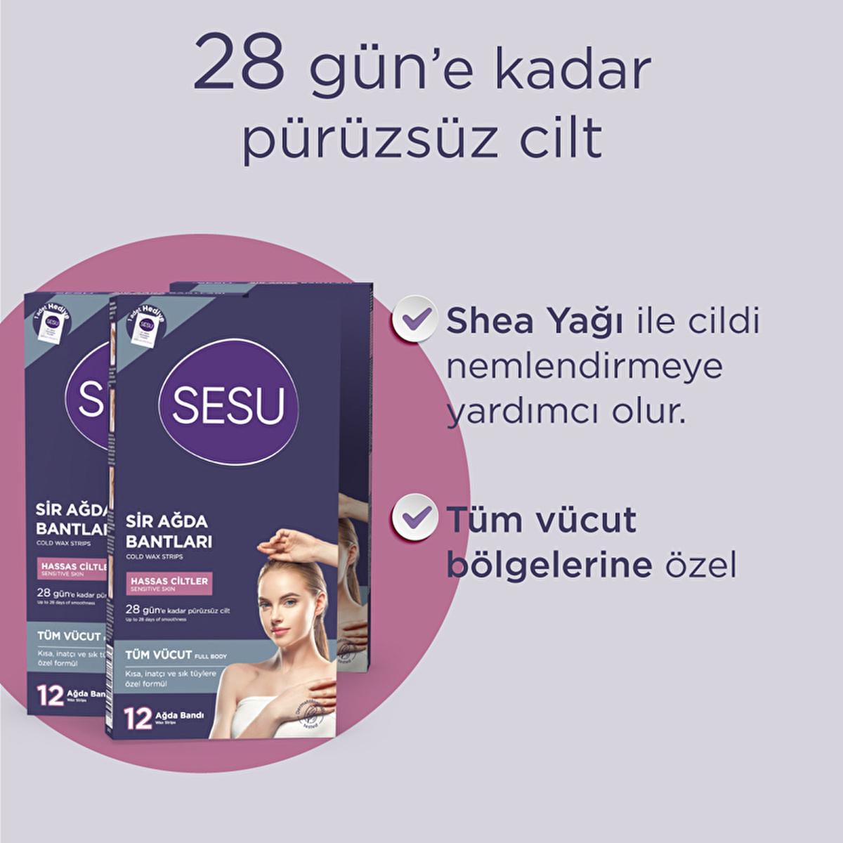 Sesu Sensitive Skin Wax Strips - Gentle Hair Removal for Short Hair, Easy to Use, Sugar-Free Formula by Beauty Care Bag