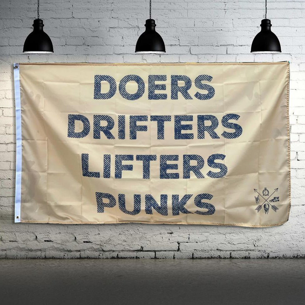 Doers Drifters Lifters Punks - Flag by Tango Charlie Apparel