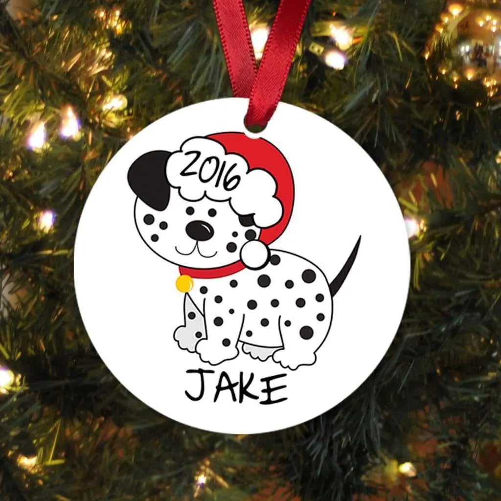 Dog Christmas Ornament - Dalmation Dog - New Dog Gift - Black & White Dog Christmas Ornament by Joyful Moose