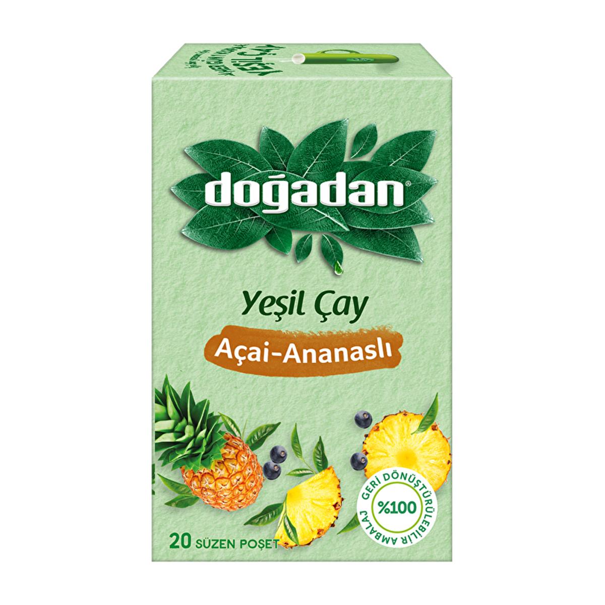 Doğadan Green Tea with Açai and Ananas Flavor - Antioxidant Rich, Stevia Sweetened Herbal TeaFood & CandyTorqelo.com