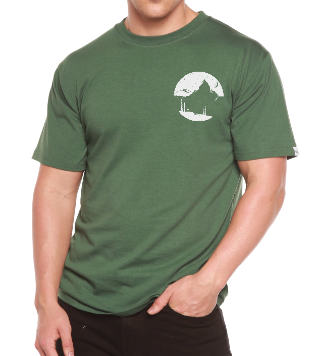 Explore More men's printed crew neck T-shirt in bamboo viscose and organic cotton