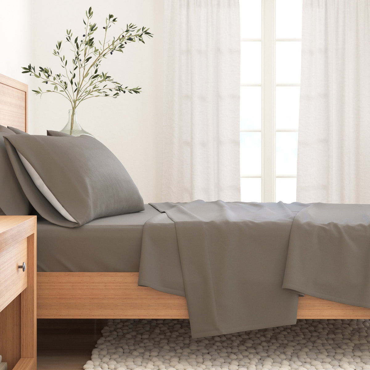 Cotton Solid Flannel Sheet - Nordic Collection by Great Bay Home