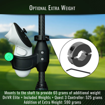 DriVR Elite - Adjustable VR Weighted Golf Club Handle Accessory - Compatible with Quest 2, 3/3s, and ProTorqelo.com