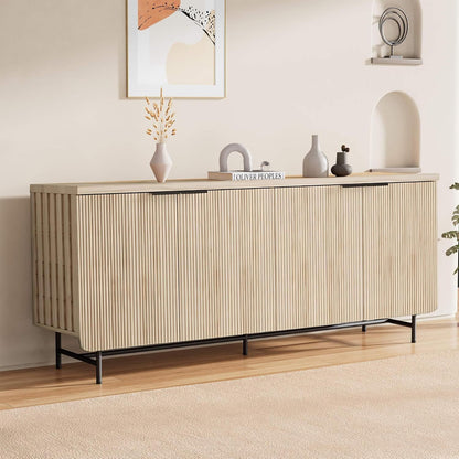 Elegant 68-Inch Oak Sideboard Buffet Cabinet with 4 Doors - Spacious Storage Solution for Your Living Room and Dining Room by Doba