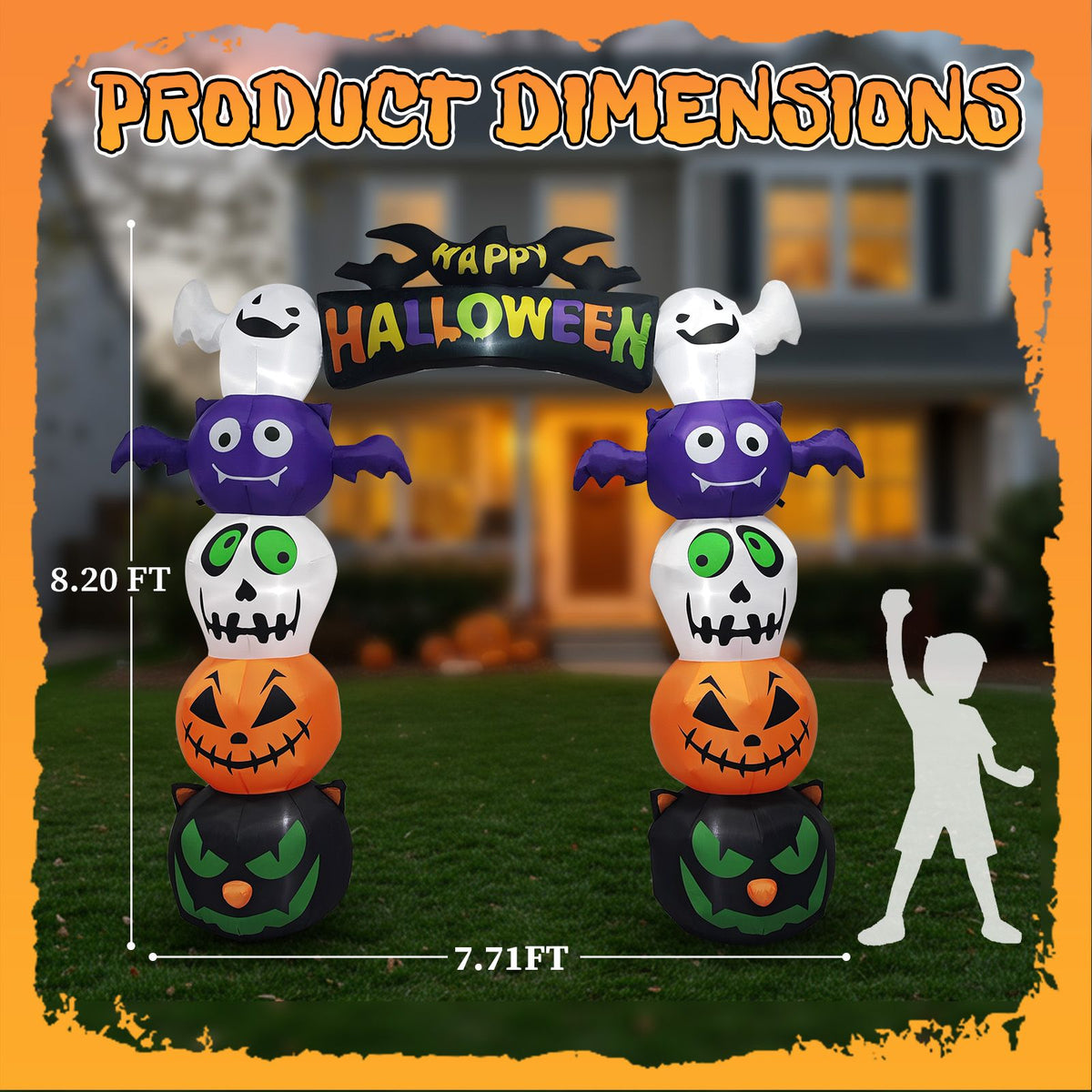 Giant LED Pumpkin Archway - Halloween Inflatables for Outdoor Cheers by Doba