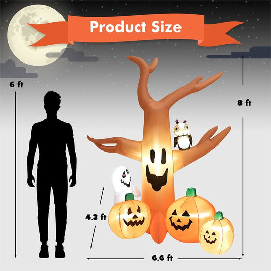 8-Foot Airblown Halloween Inflatable Dead Tree with Colorful LED Lights by Doba