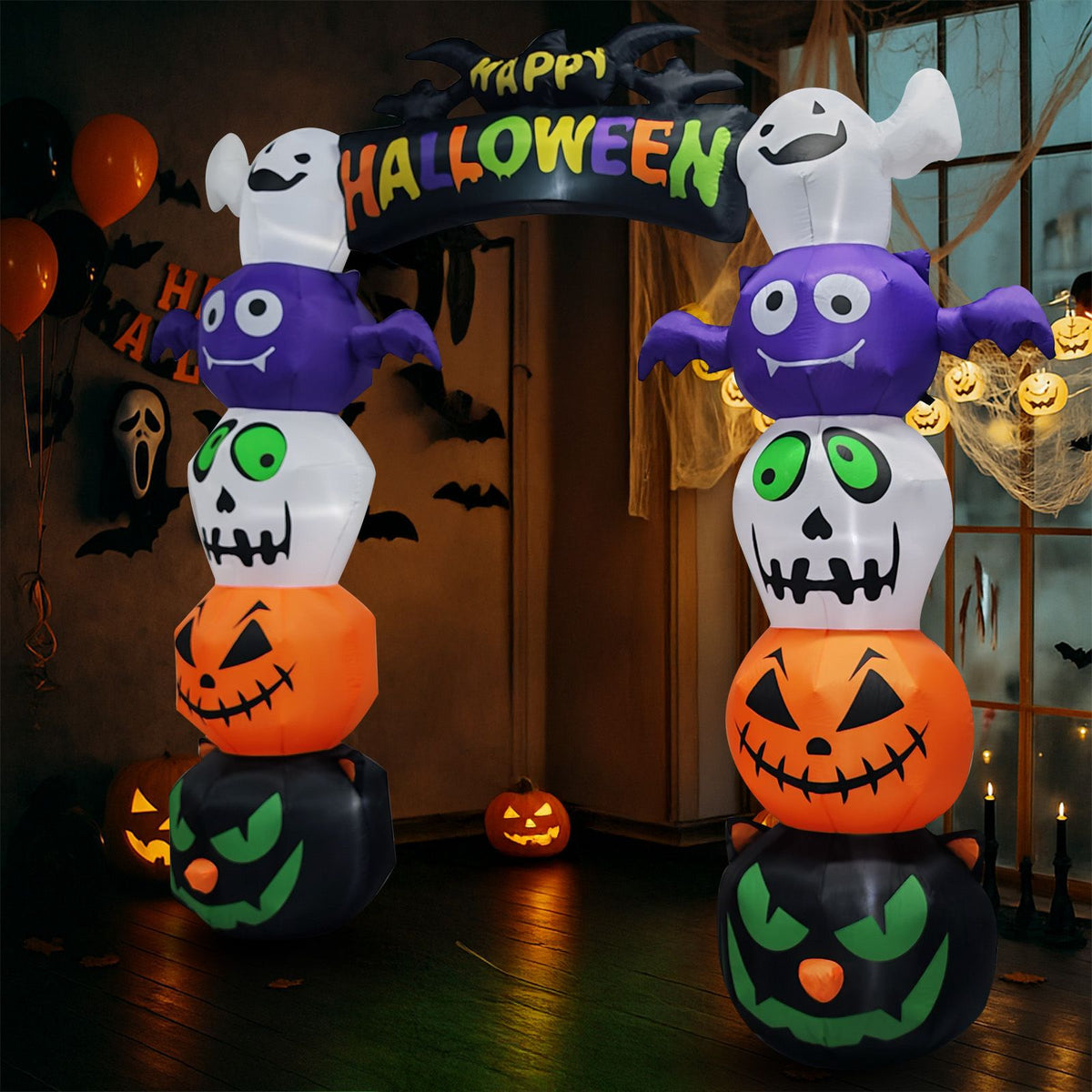 Giant LED Pumpkin Archway - Halloween Inflatables for Outdoor Cheers by Doba