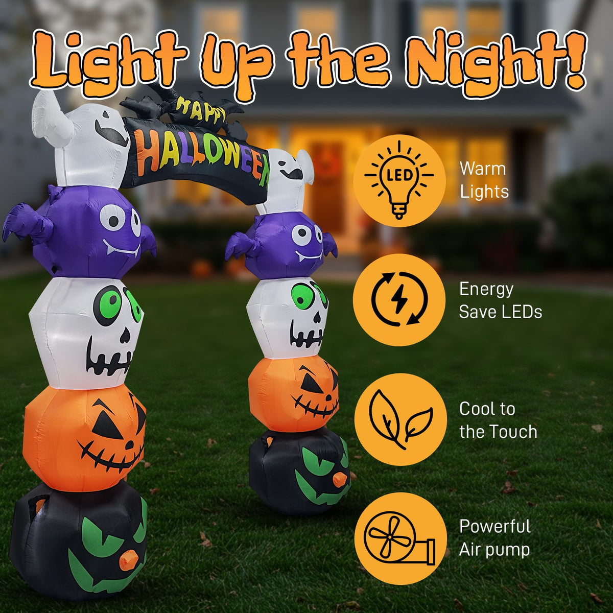 Giant LED Pumpkin Archway - Halloween Inflatables for Outdoor Cheers by Doba