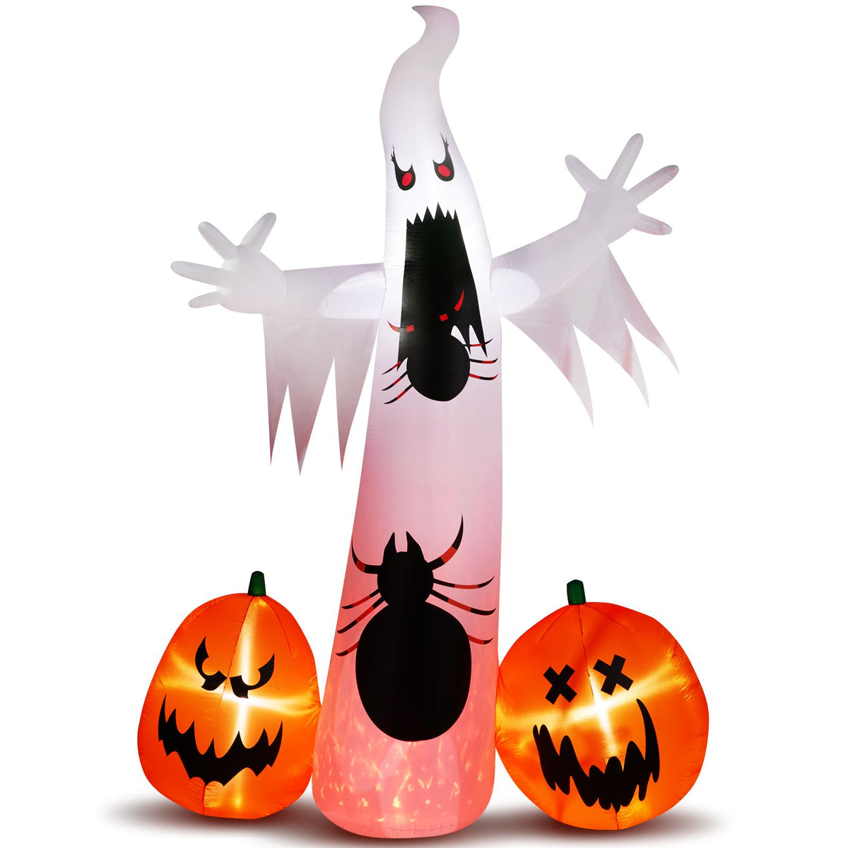 Spooky Halloween Inflatable Ghost and Spider Duo for Outdoor Decor by Doba