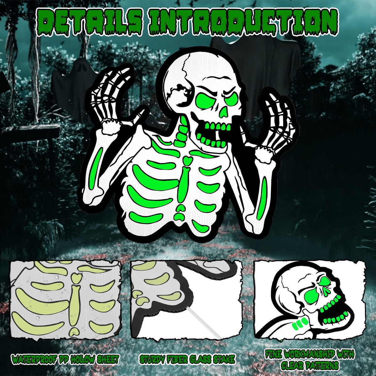 Spooky Skeleton Yard Sign for Halloween Parties and Decorations by Doba