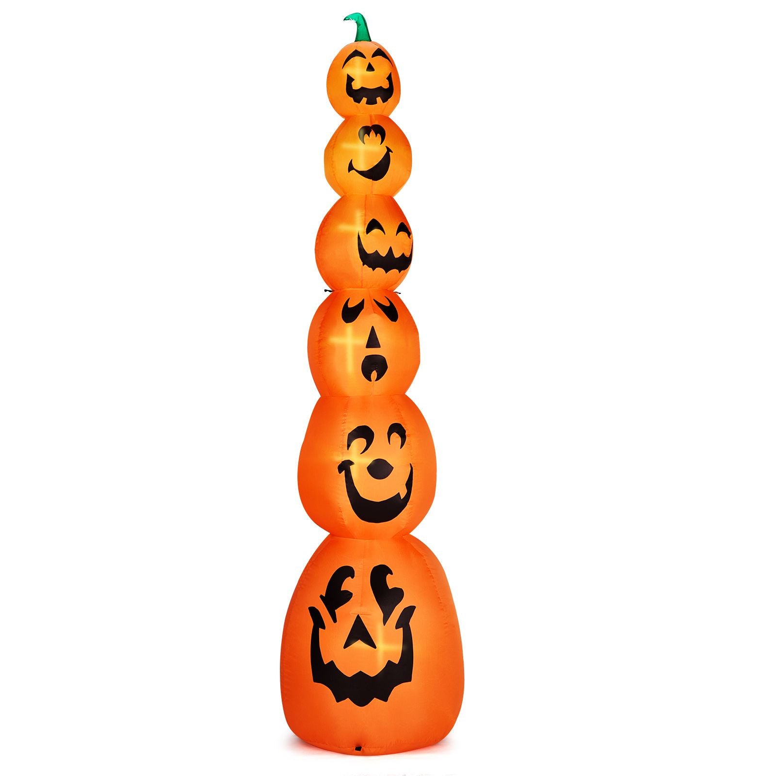 9FT Halloween Inflatable Pumpkin Stack with LED Lights - Giant Outdoor Decoration for Spooky Parties by Doba