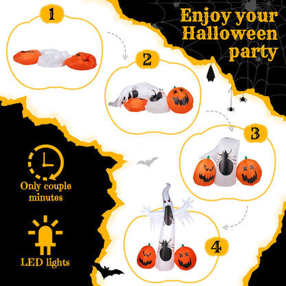 Spooky Halloween Inflatable Ghost and Spider Duo for Outdoor Decor by Doba