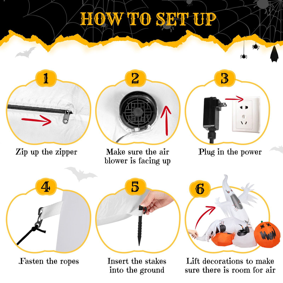 Spooky Halloween Inflatable Ghost and Spider Duo for Outdoor Decor by Doba