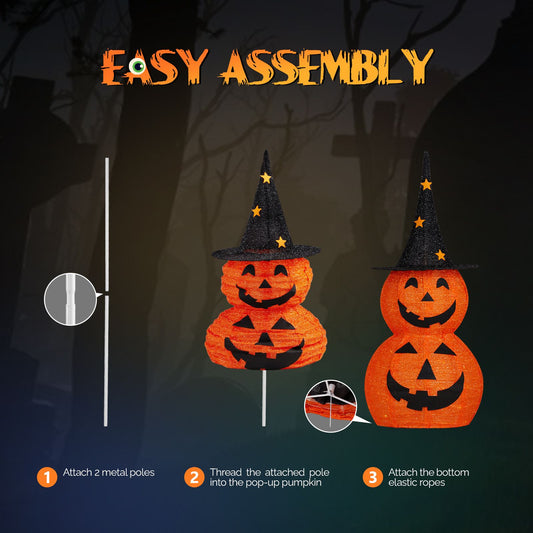 3ft Halloween Pumpkin Decorations with 150 LED Lights - Collapsible & Energy Efficient by Doba