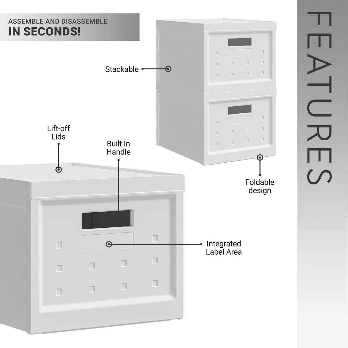 Premium Collapsible Storage Box Set - Stackable Space-Saving Organizers with Lids for Home & Office by Doba