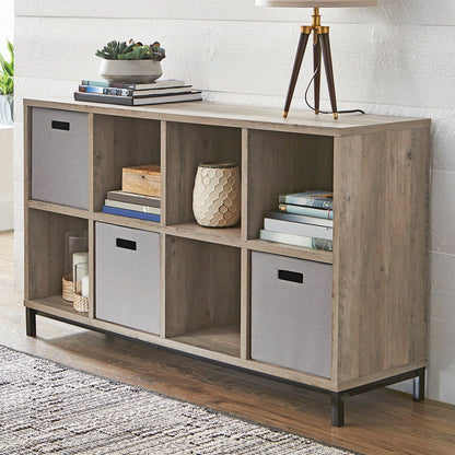 Rustic Gray 8-Cube Storage Organizer with Durable Metal Base for Stylish Organization by Doba