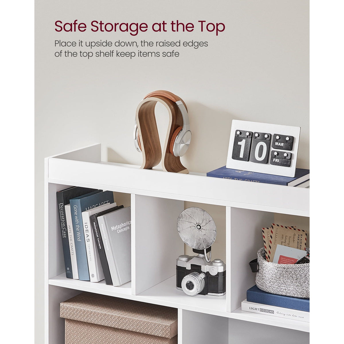 Stylish 8-Cube Storage Organizer - Versatile White Bookcase for Living Room & Home Office by Doba
