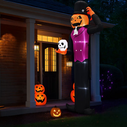 Spooktacular Giant Halloween Inflatable: Pumpkin Man with LED Skull for Festive Yard Decor by Doba