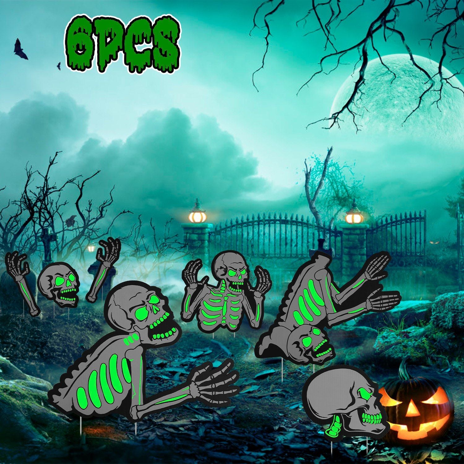 Spooky Skeleton Yard Sign for Halloween Parties and Decorations by Doba