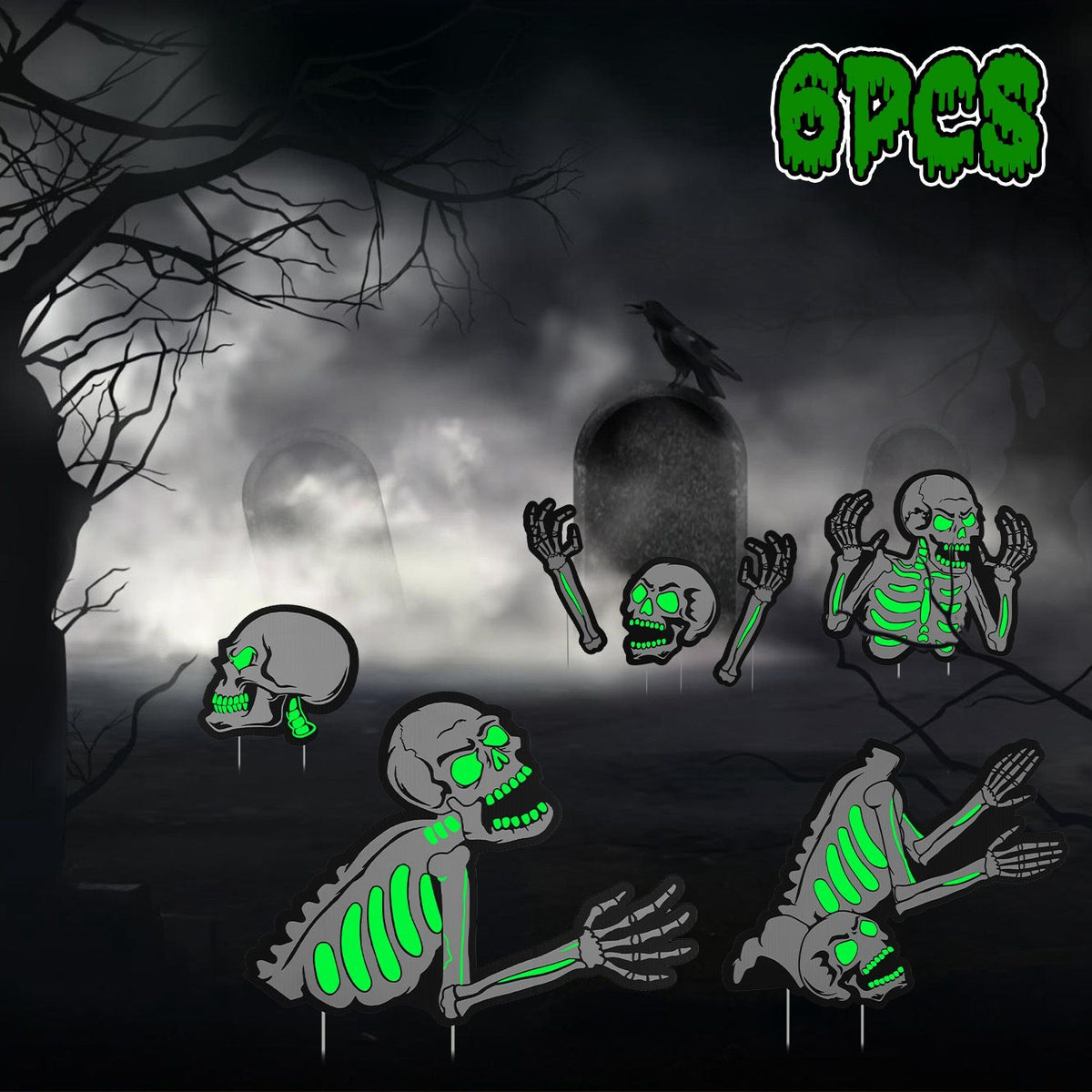 Spooky Skeleton Yard Sign for Halloween Parties and Decorations by Doba