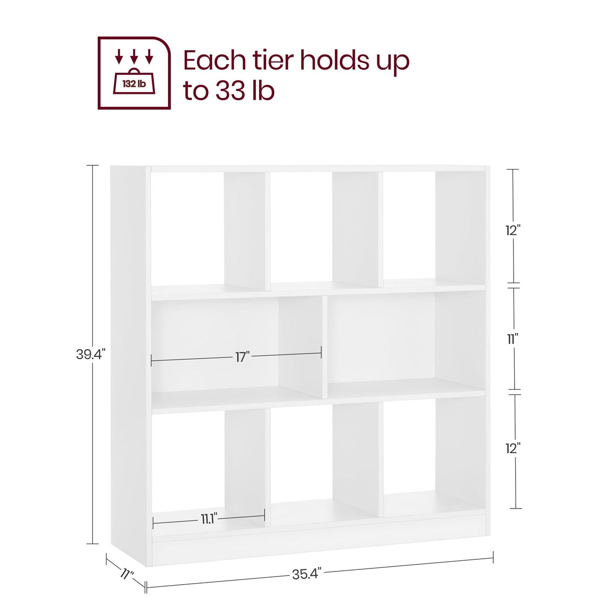 Stylish 8-Cube Storage Organizer - Versatile White Bookcase for Living Room & Home Office by Doba