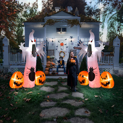 Spooky Halloween Inflatable Ghost and Spider Duo for Outdoor Decor by Doba