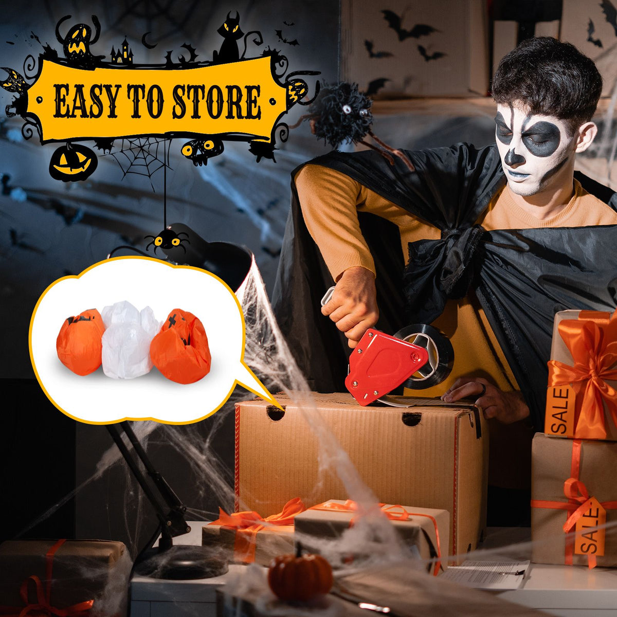 Spooky Halloween Inflatable Ghost and Spider Duo for Outdoor Decor by Doba