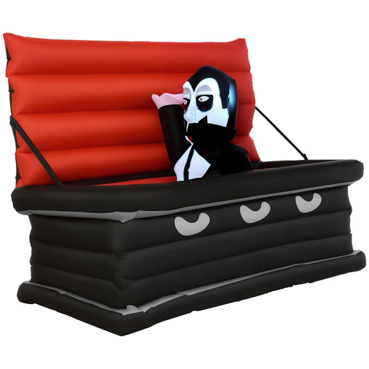 Spooky Vampire and Giant Coffin Outdoor Halloween Inflatables with LED Lights by Doba