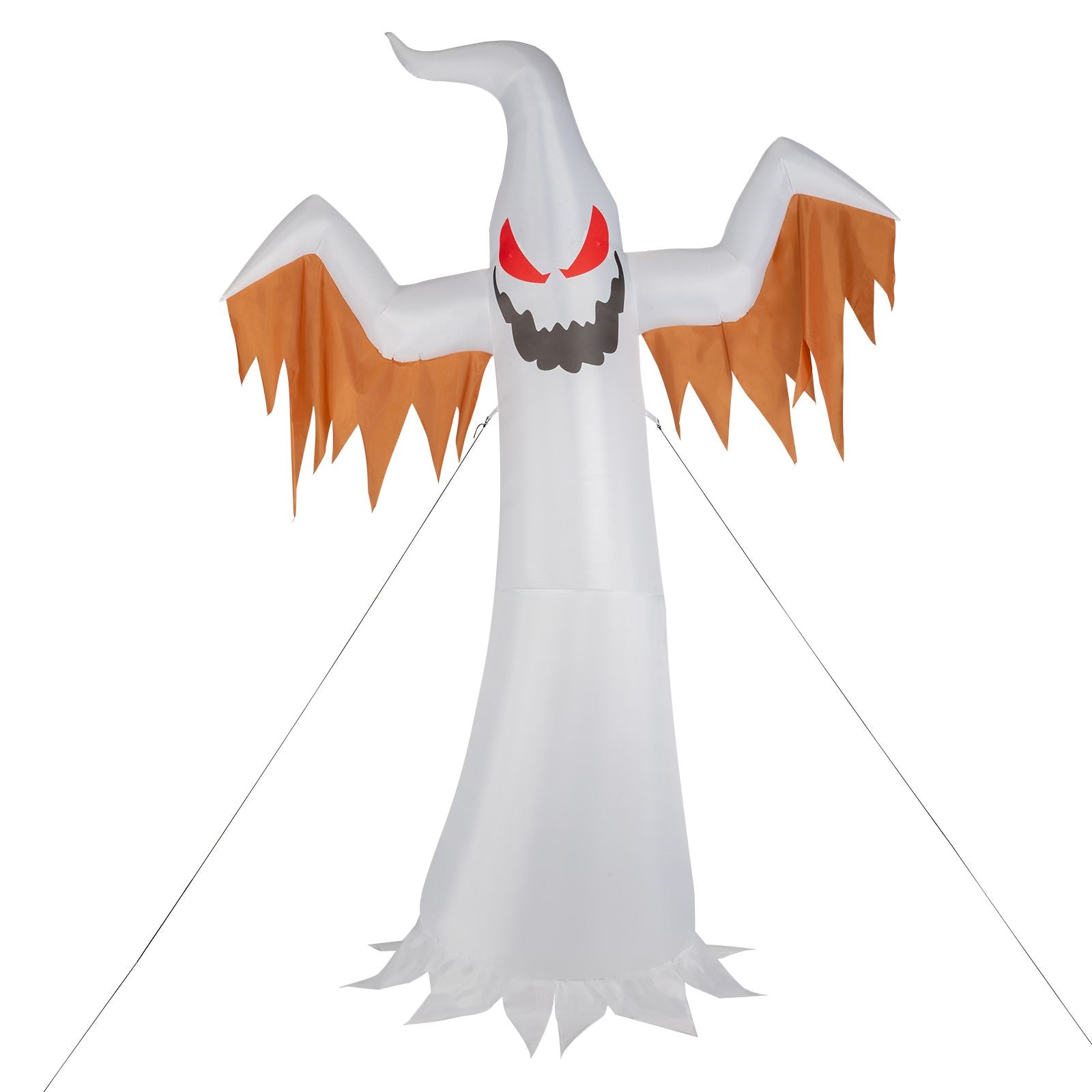 Haunting Inflatable Ghost with LED Flames & Flickering Red Eyes - 4-Piece Halloween Decor by Doba