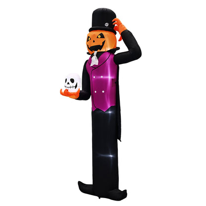 Spooktacular Giant Halloween Inflatable: Pumpkin Man with LED Skull for Festive Yard Decor by Doba
