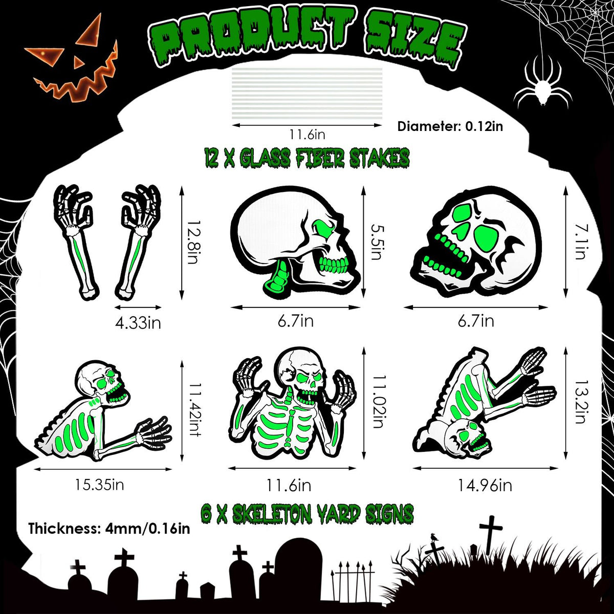 Spooky Skeleton Yard Sign for Halloween Parties and Decorations by Doba