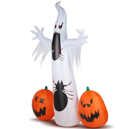 Spooky Halloween Inflatable Ghost and Spider Duo for Outdoor Decor by Doba