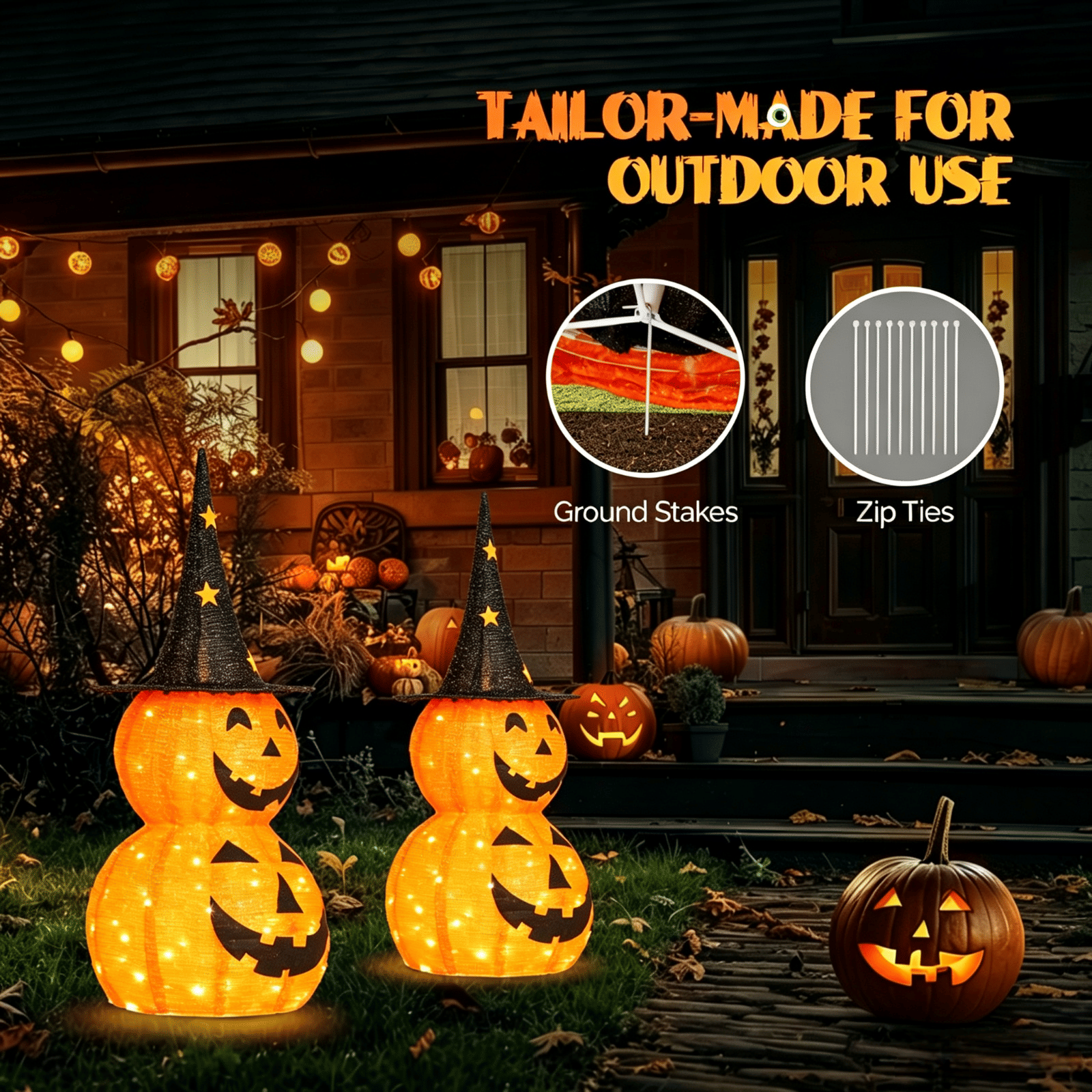 3ft Halloween Pumpkin Decorations with 150 LED Lights - Collapsible & Energy Efficient by Doba