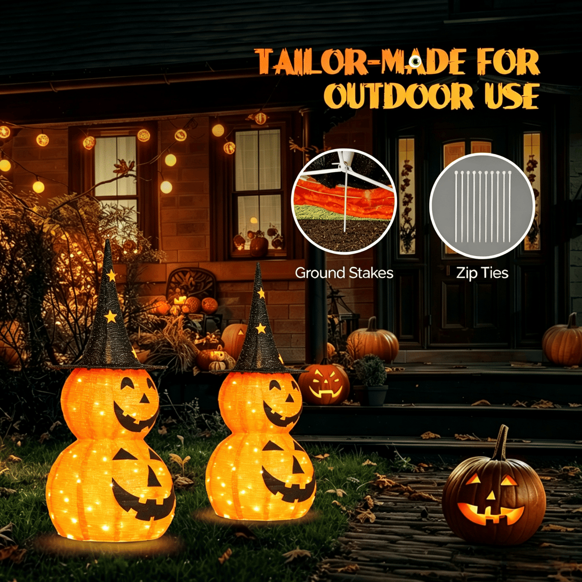 3ft Halloween Pumpkin Decorations with 150 LED Lights - Collapsible & Energy Efficient by Doba