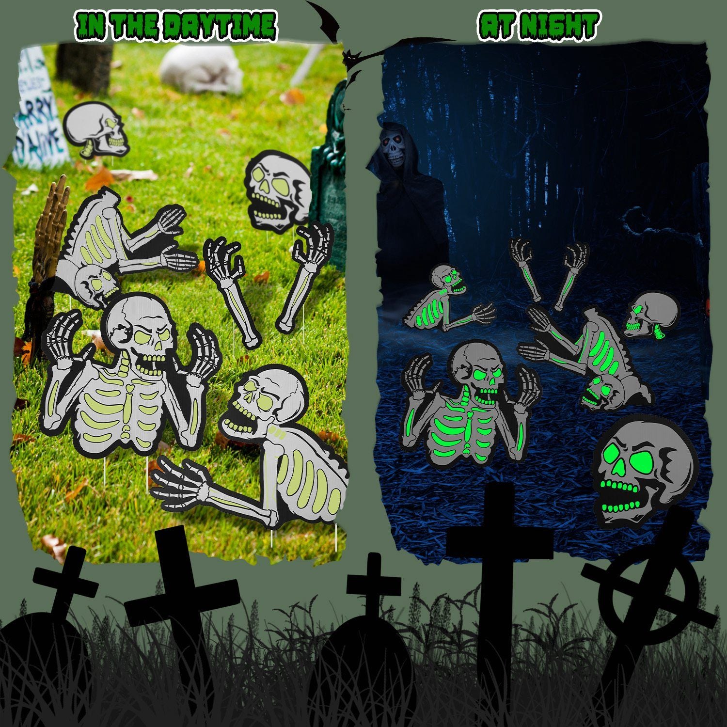 Spooky Skeleton Yard Sign for Halloween Parties and Decorations by Doba