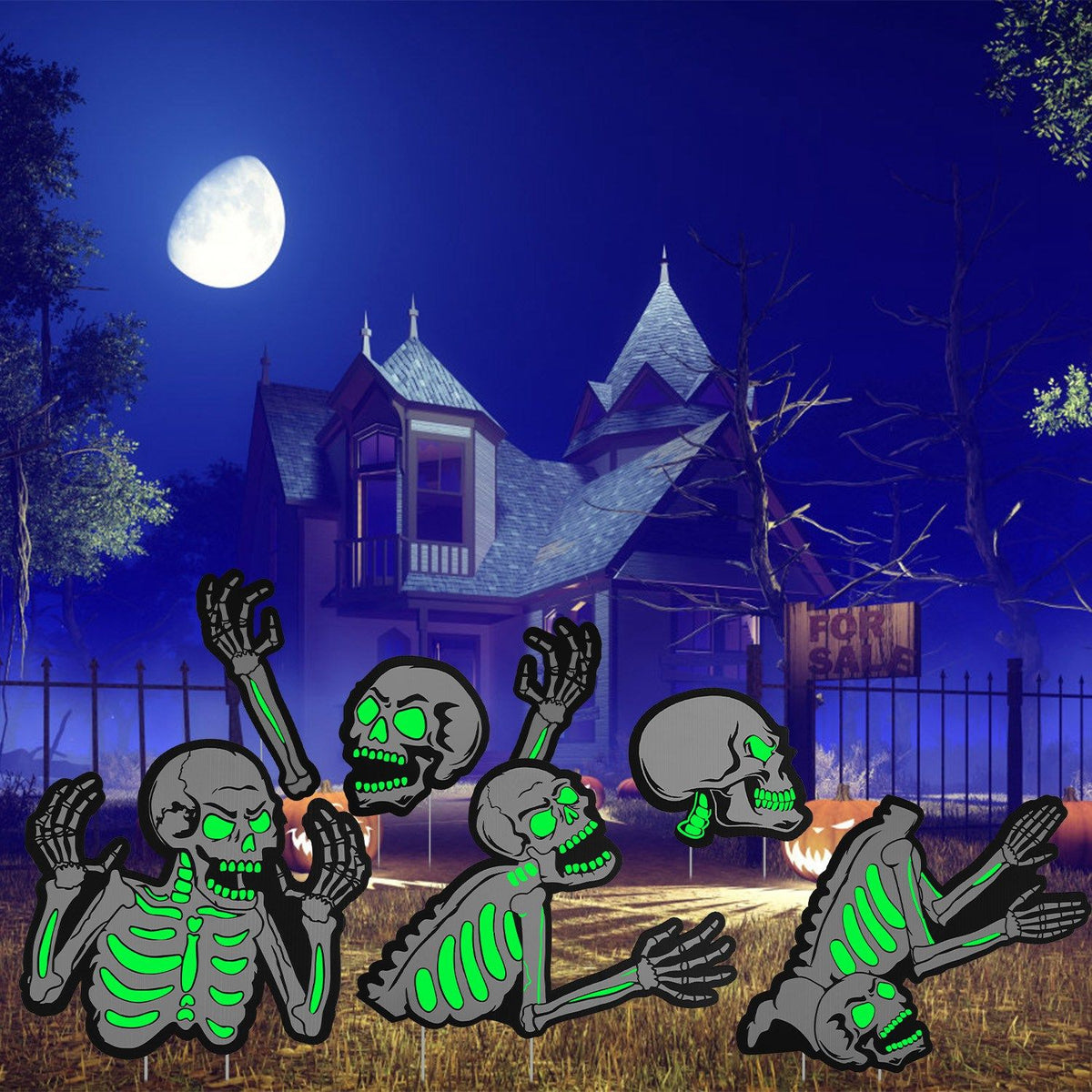 Spooky Skeleton Yard Sign for Halloween Parties and Decorations by Doba