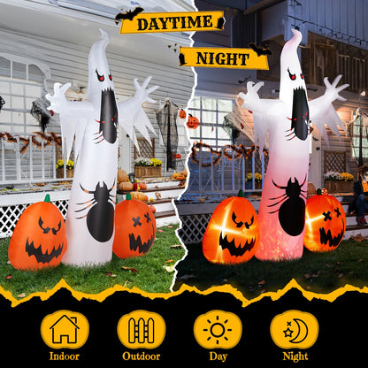 Spooky Halloween Inflatable Ghost and Spider Duo for Outdoor Decor by Doba