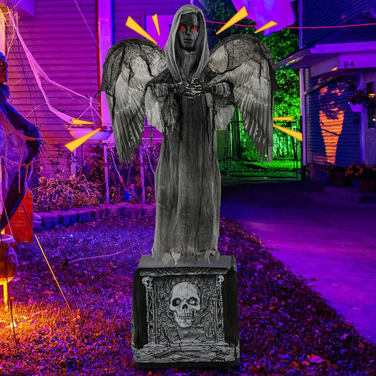Life-Size LED Halloween Animatronic with Glowing Eyes and Shaking Wings by Doba