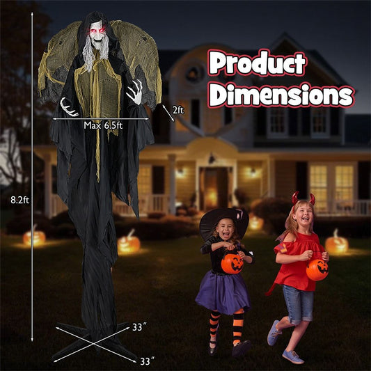 8-Foot Light-Up Halloween Witch with Animated Wings and Glowing Eyes by Doba